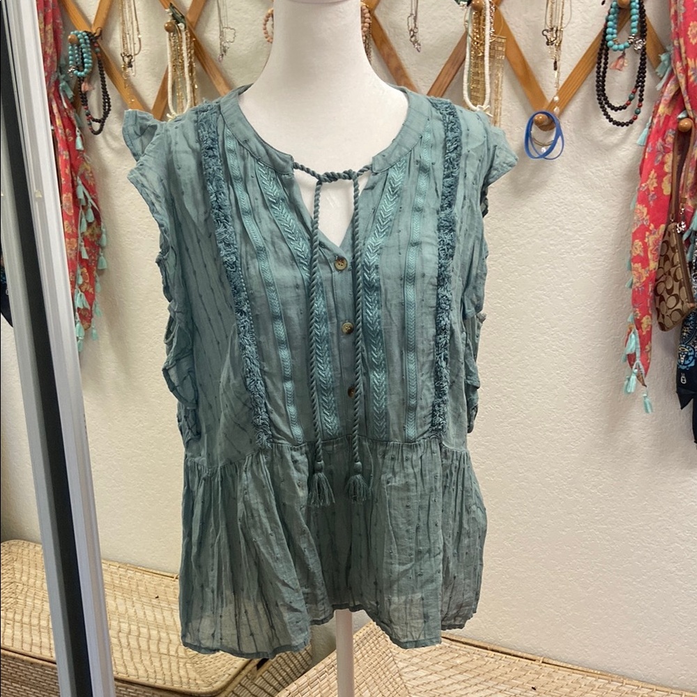 Teal Bohemian Women's Top